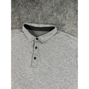 Lululemon Evolution Polo Shirt Mens Large Heather Gray Cotton Casual EUC